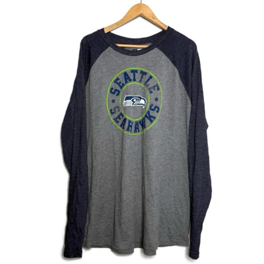 NFL Seattle Seahawks Long Sleeve T-shirt Gray And Navy Men’s Size 2XL